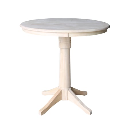 International Concepts Round 36 in Round Top Pedestal Table, 34.9 inH, Unfinished, 36 in W, 36 in L, 35.9 in H, Wood K-36RT-27B-6B